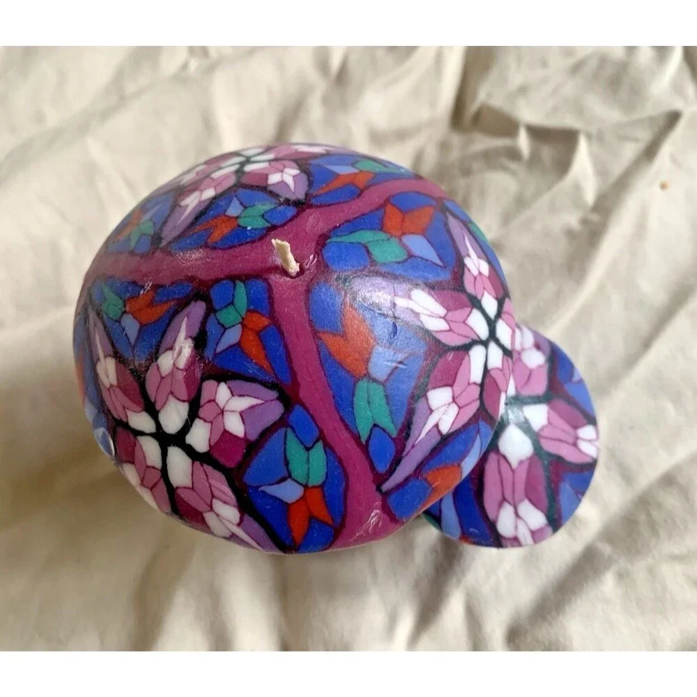 Vintage Mushroom Shaped Candle Mosiac Stained Glass Milleflori Hippie Boho 4